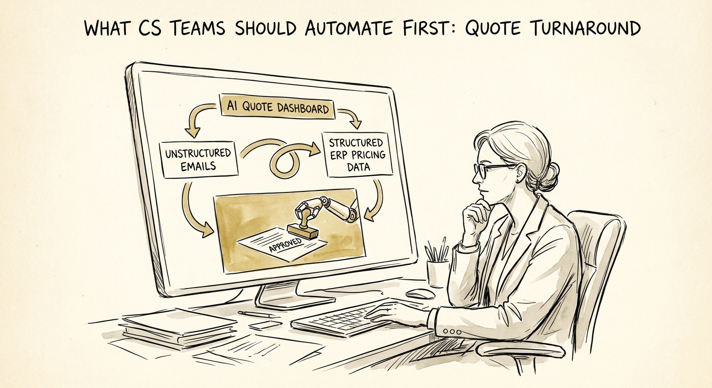 Customer service team reviewing AI-assisted quote turnaround workflow.