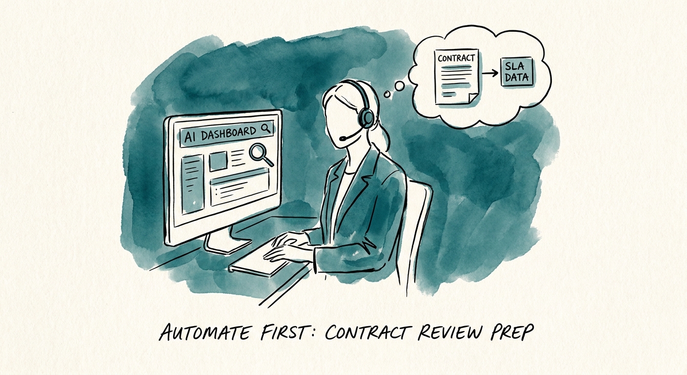 Customer service leader reviewing AI-extracted contract terms before a support escalation.