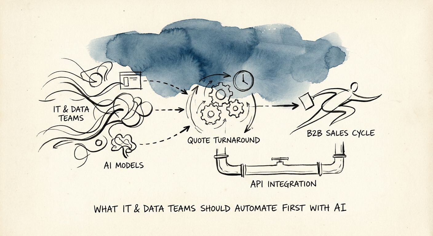 A mid-market technology leader reviewing a governed AI workflow for quote turnaround.