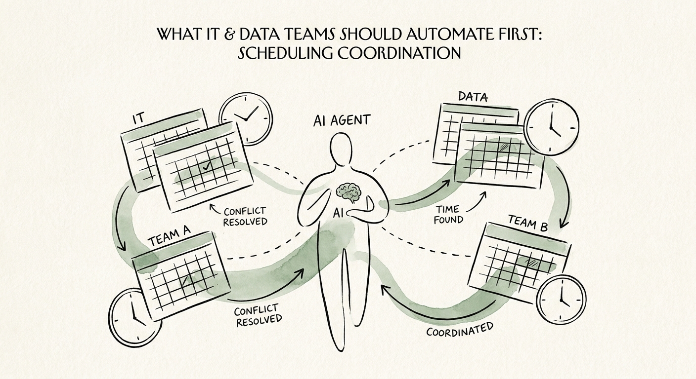 A mid-market technology leader reviewing a governed AI workflow for scheduling coordination.