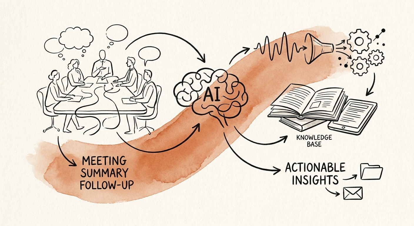 A knowledge-management owner reviewing a governed AI workflow for meeting summary follow-up.