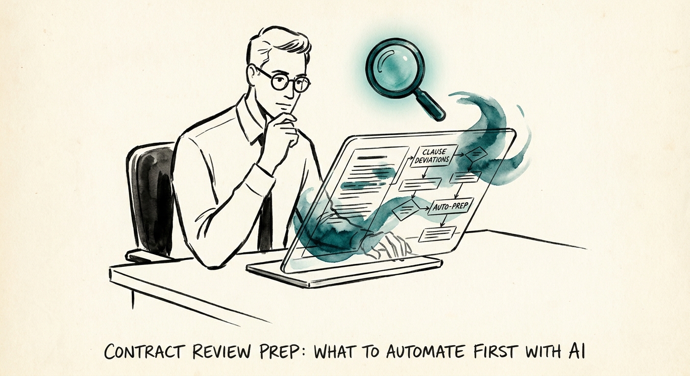 Operations team preparing AI-assisted contract review packets with source documents and reviewer notes.