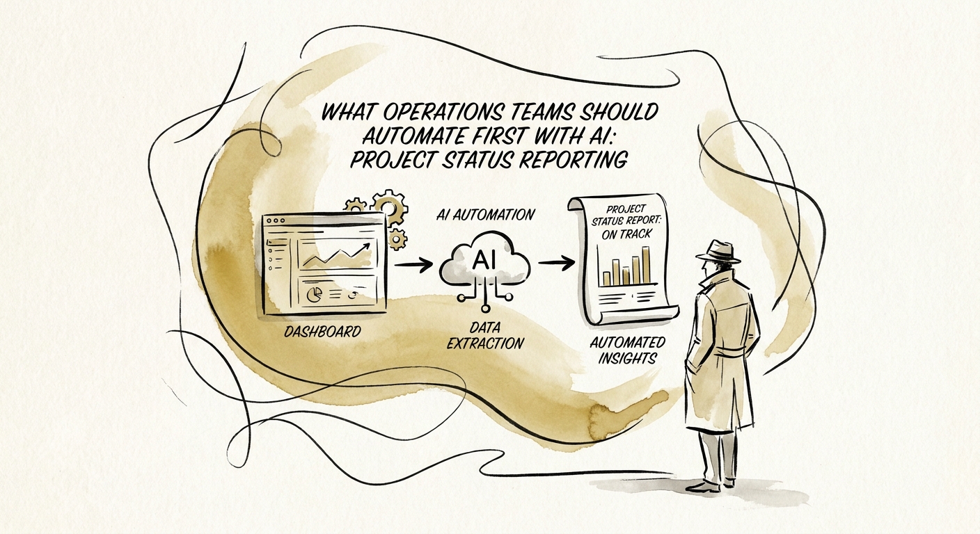 A mid-market operations leader reviewing a governed AI workflow for project status reporting.