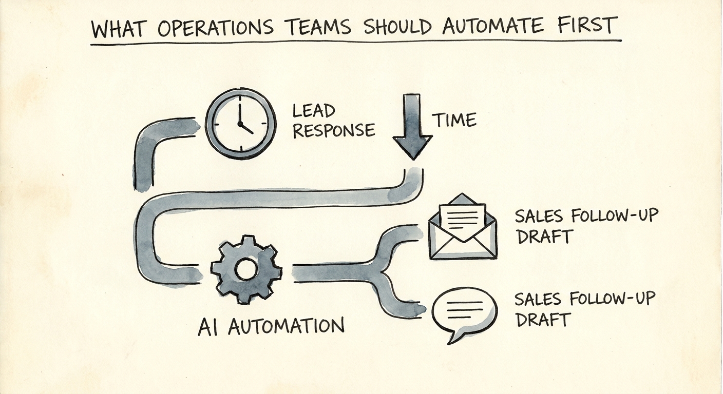 Revenue operations team mapping AI-assisted sales follow-up from inquiry capture to routed draft and CRM feedback.