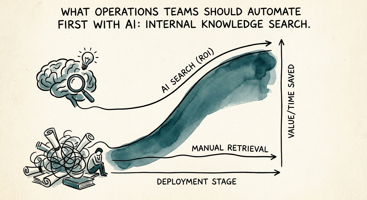 Operating roadmap for implementing AI-assisted internal knowledge search with source controls and review ownership.