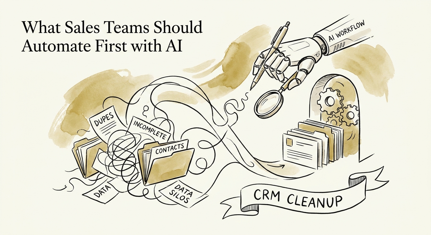 AI-assisted sales cleanup workflow showing recommendations and manager review.