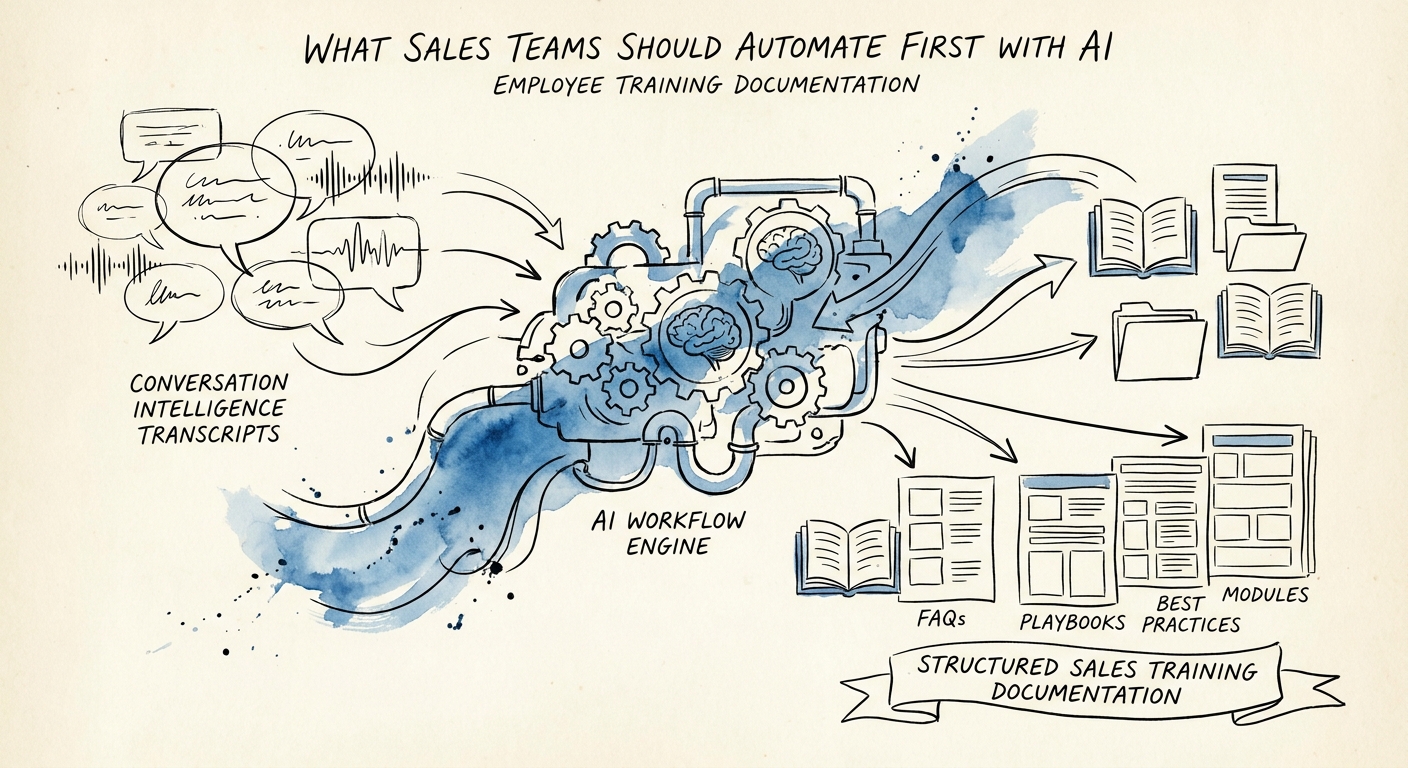 Workflow map showing inputs, review rules, and metrics for employee training documentation.