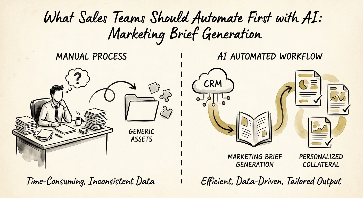 Sales and marketing leaders reviewing anonymized call themes, proof requests, and excluded deal details before approving a brief.