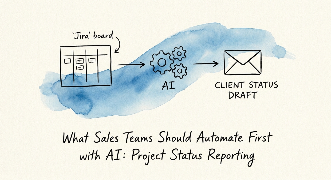 Workflow map showing inputs, review rules, and metrics for project status reporting.