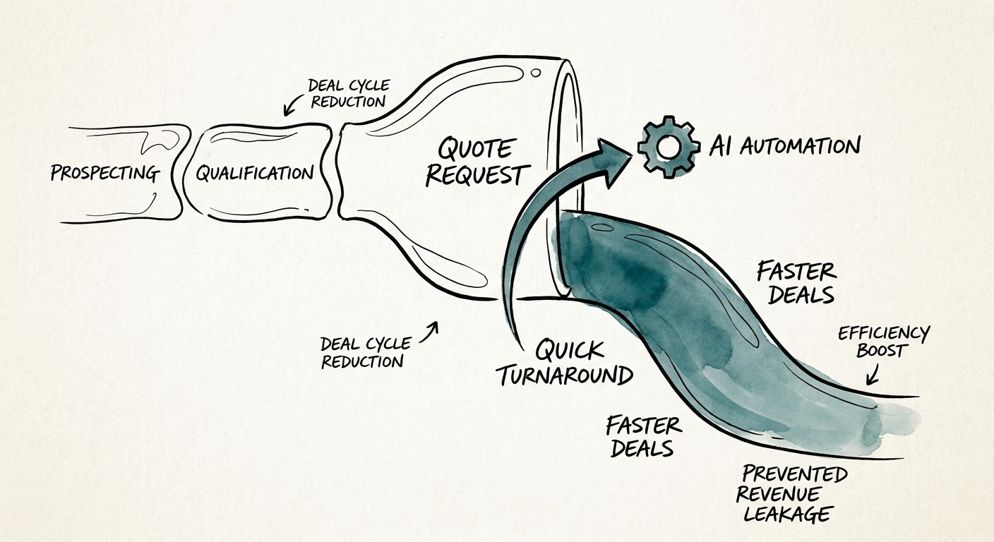 Sales and revenue operations teams in growing B2B companies reviewing an AI workflow plan for quote turnaround.