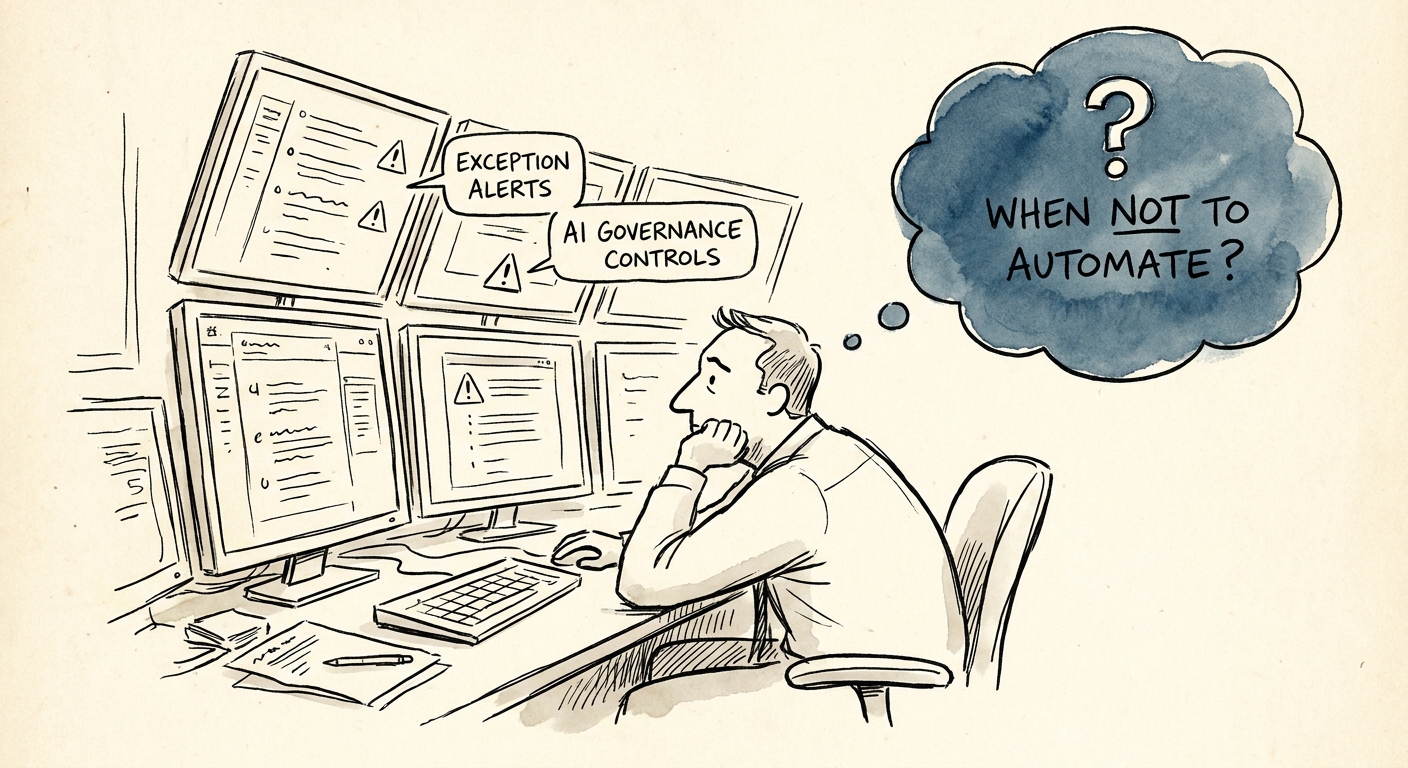 Logistics leader reviewing an AI dispatch exception workflow with human approval controls.