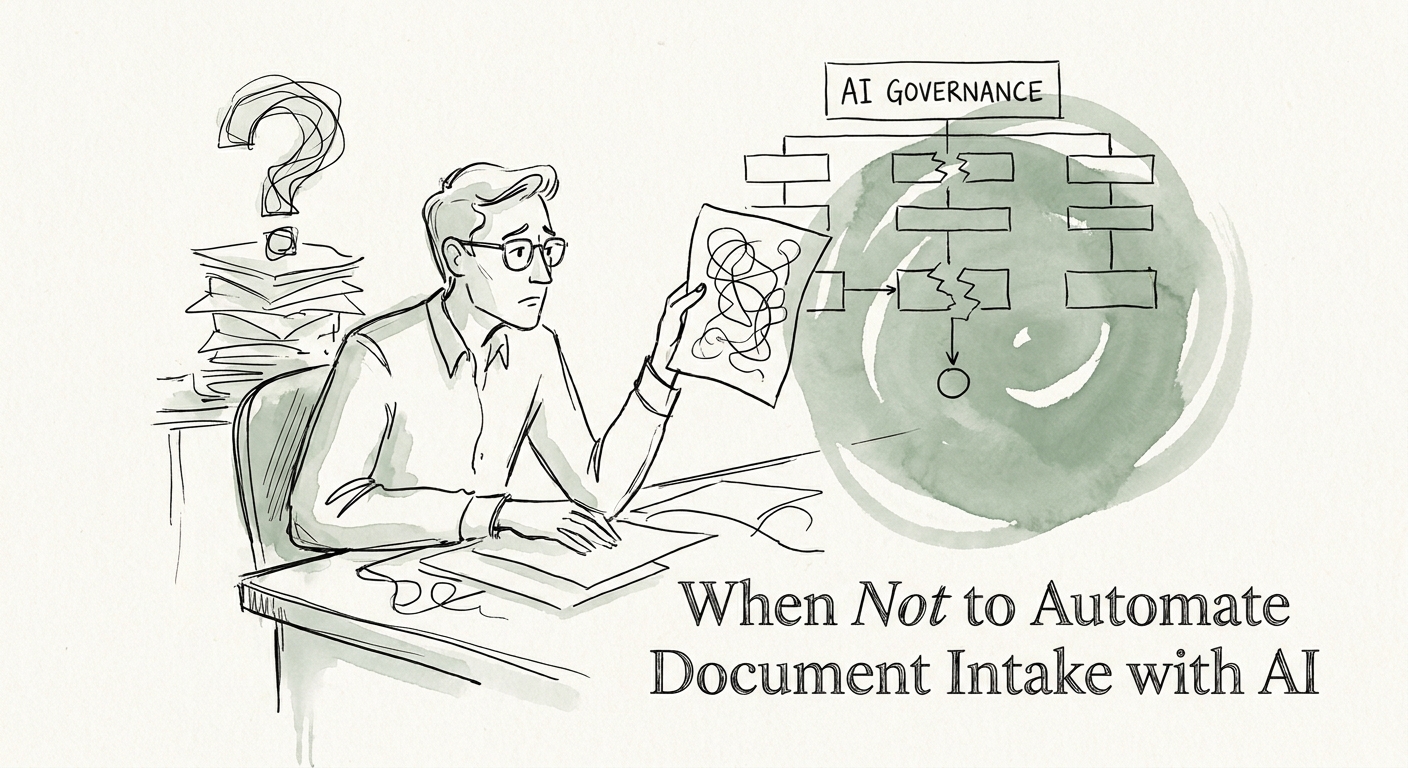Operations leader reviewing AI document intake with confidence thresholds and exception handling controls.