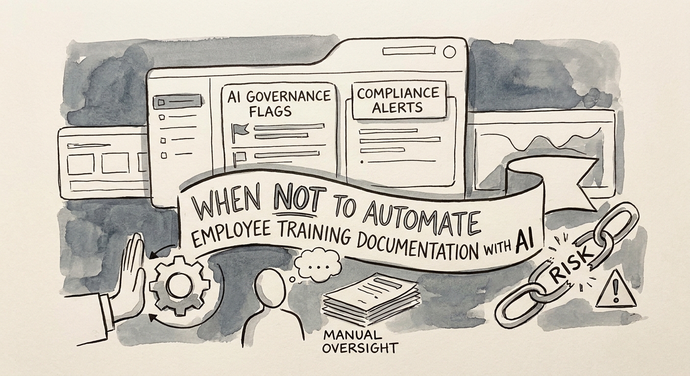 Operations and training leaders reviewing AI-assisted employee training documentation against approved procedures.