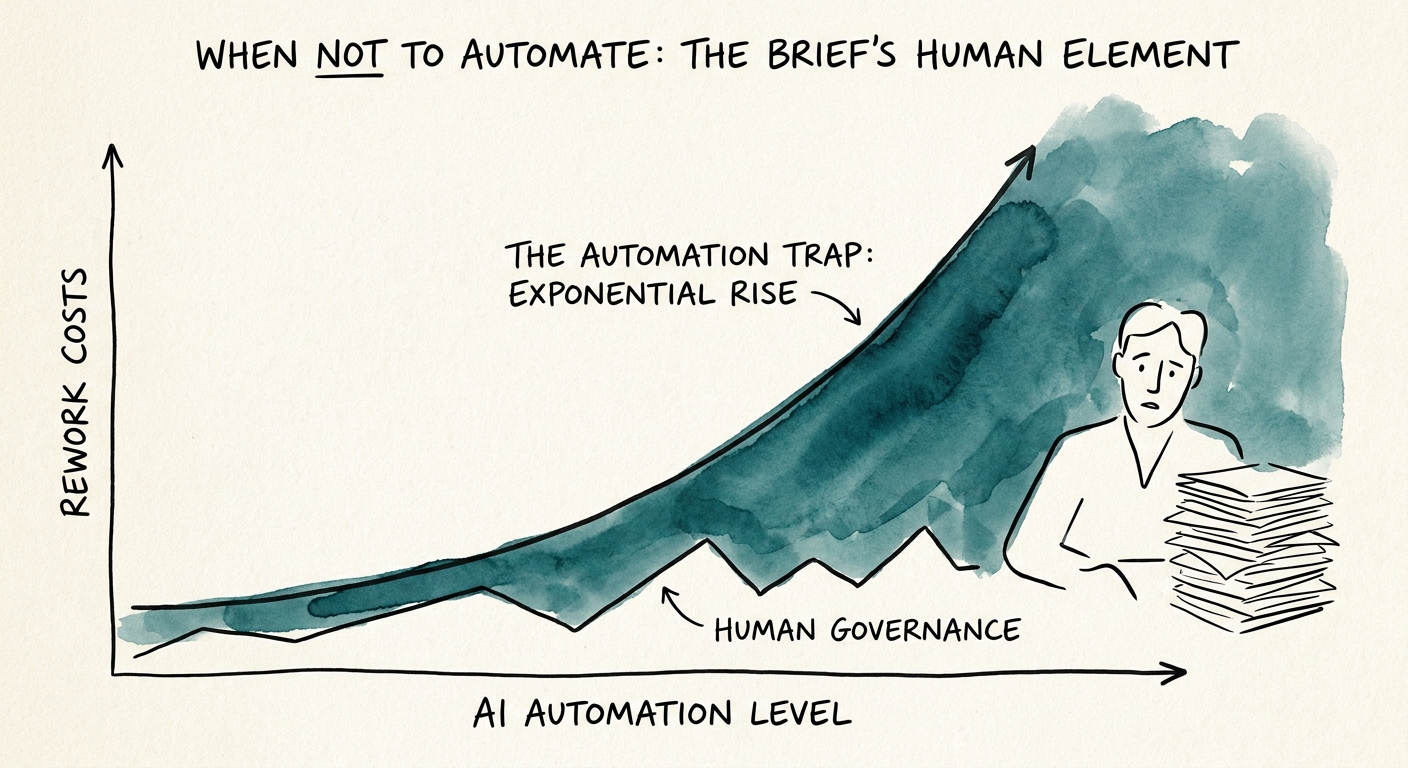 Marketing team reviewing whether an AI-generated brief workflow is ready for automation.