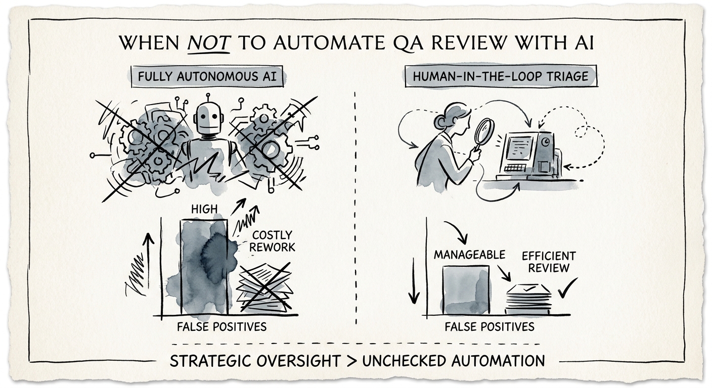 Technology and operations teams reviewing a governed AI workflow for quality assurance review.