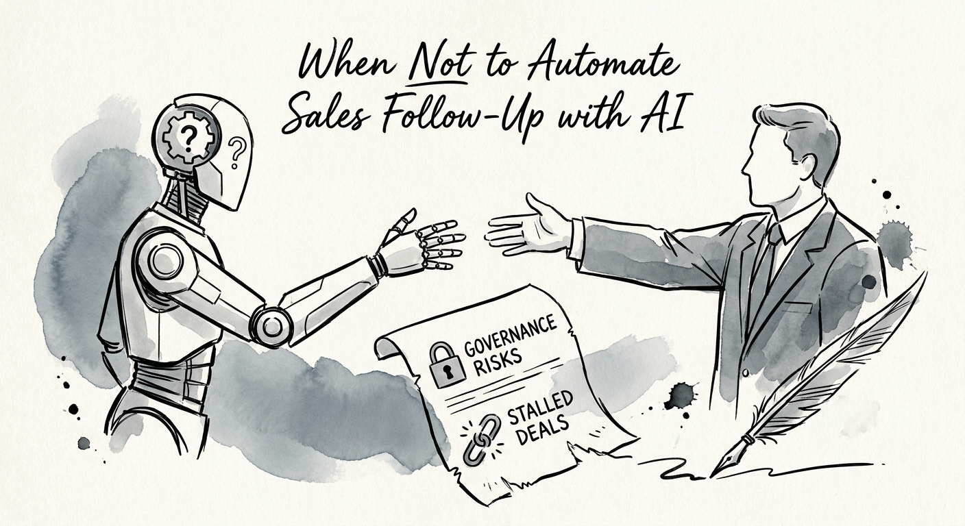 Revenue leader reviewing AI sales follow-up guardrails before messages reach executive buyers.