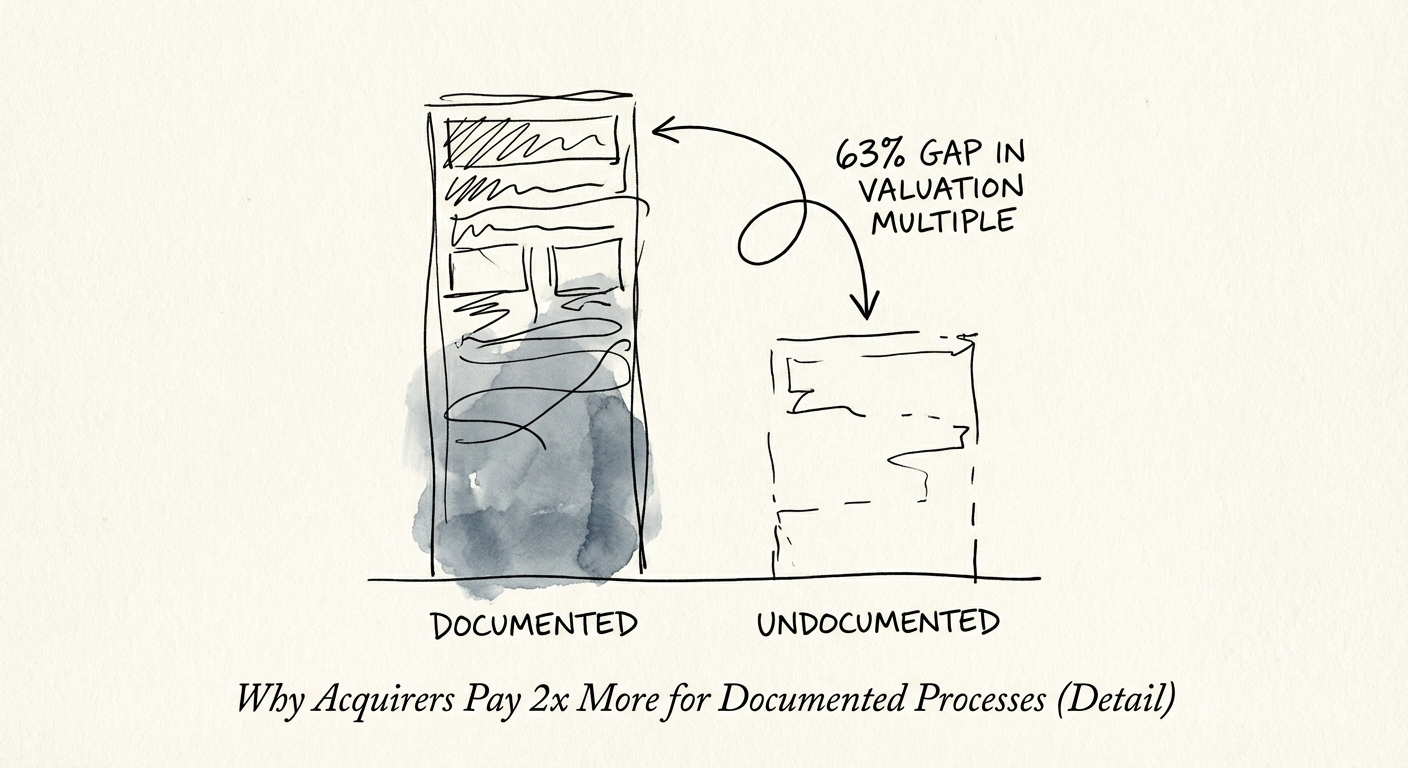 Chart displaying the 63 percent gap in valuation multiples
for documented vs undocumented online businesses