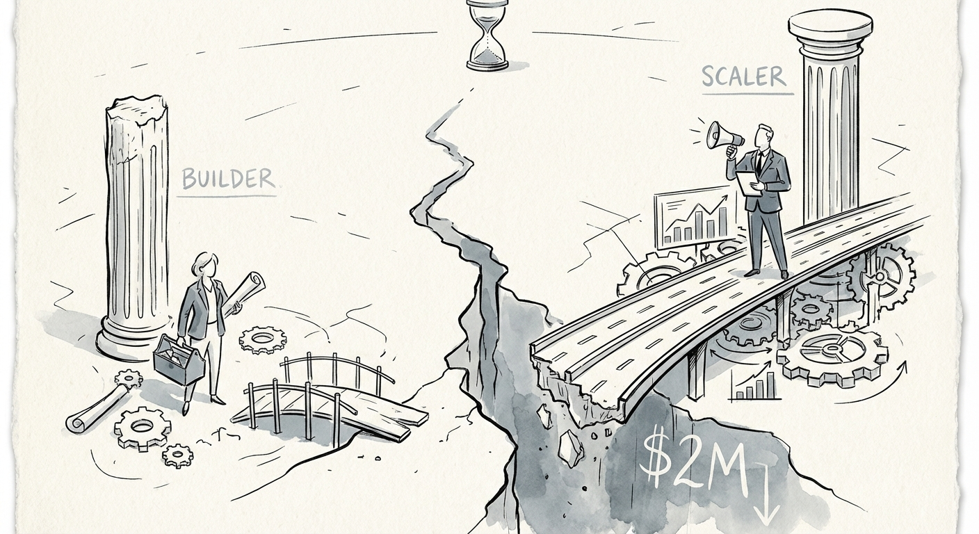 Comparison chart of 'Builder' vs 'Scaler' sales leader competencies.