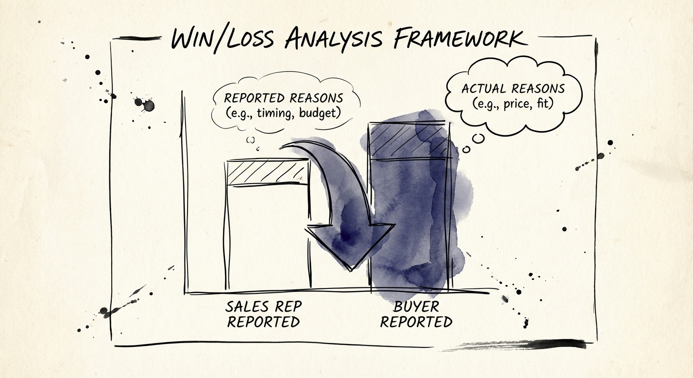 Chart comparing sales rep reported loss reasons vs buyer reported loss reasons