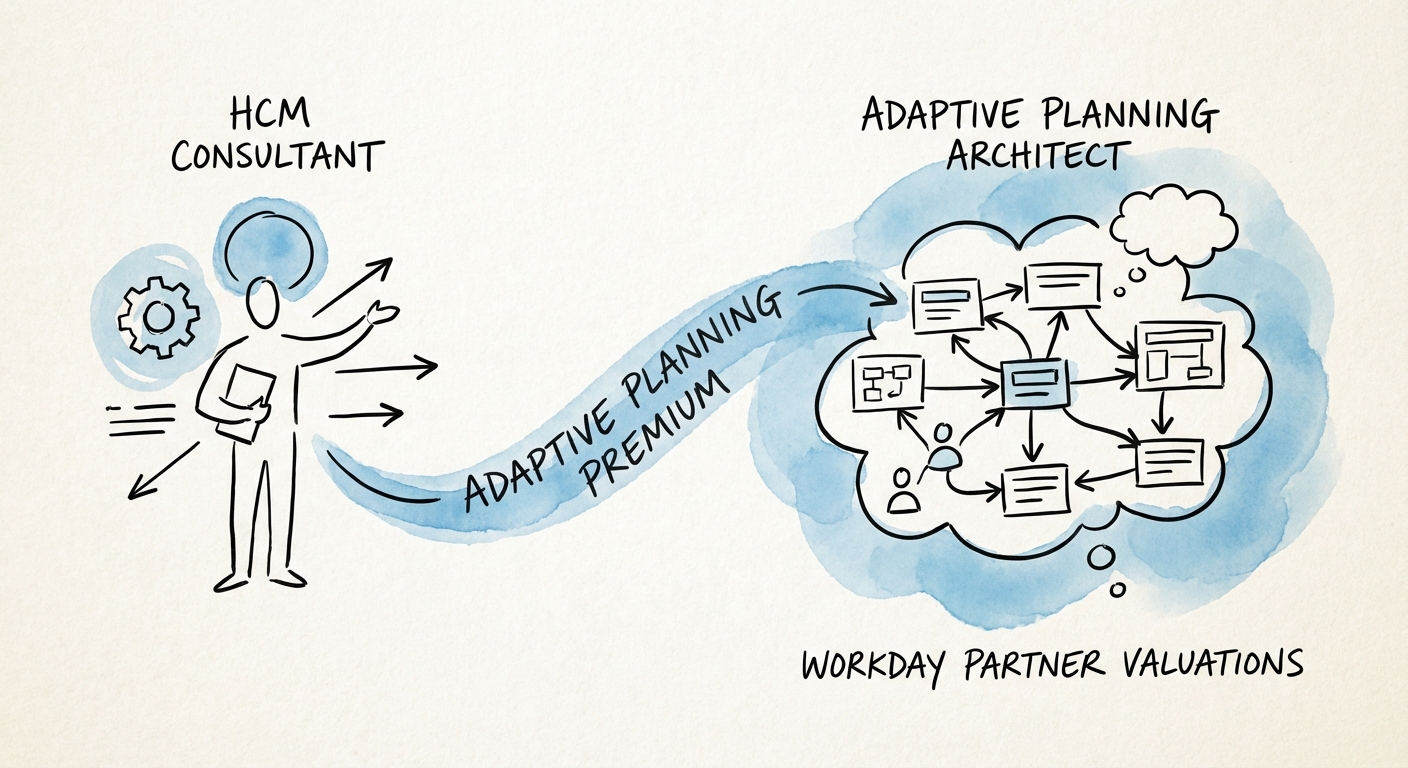 Diagram contrasting the talent profile of an HCM Consultant vs an Adaptive Planning Architect