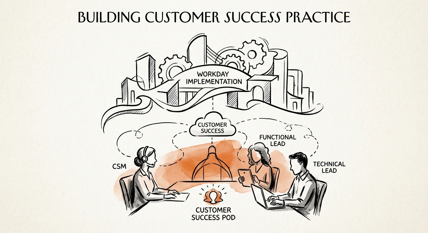 Structure of a Workday Customer Success Pod: CSM, Functional Lead, Technical Lead