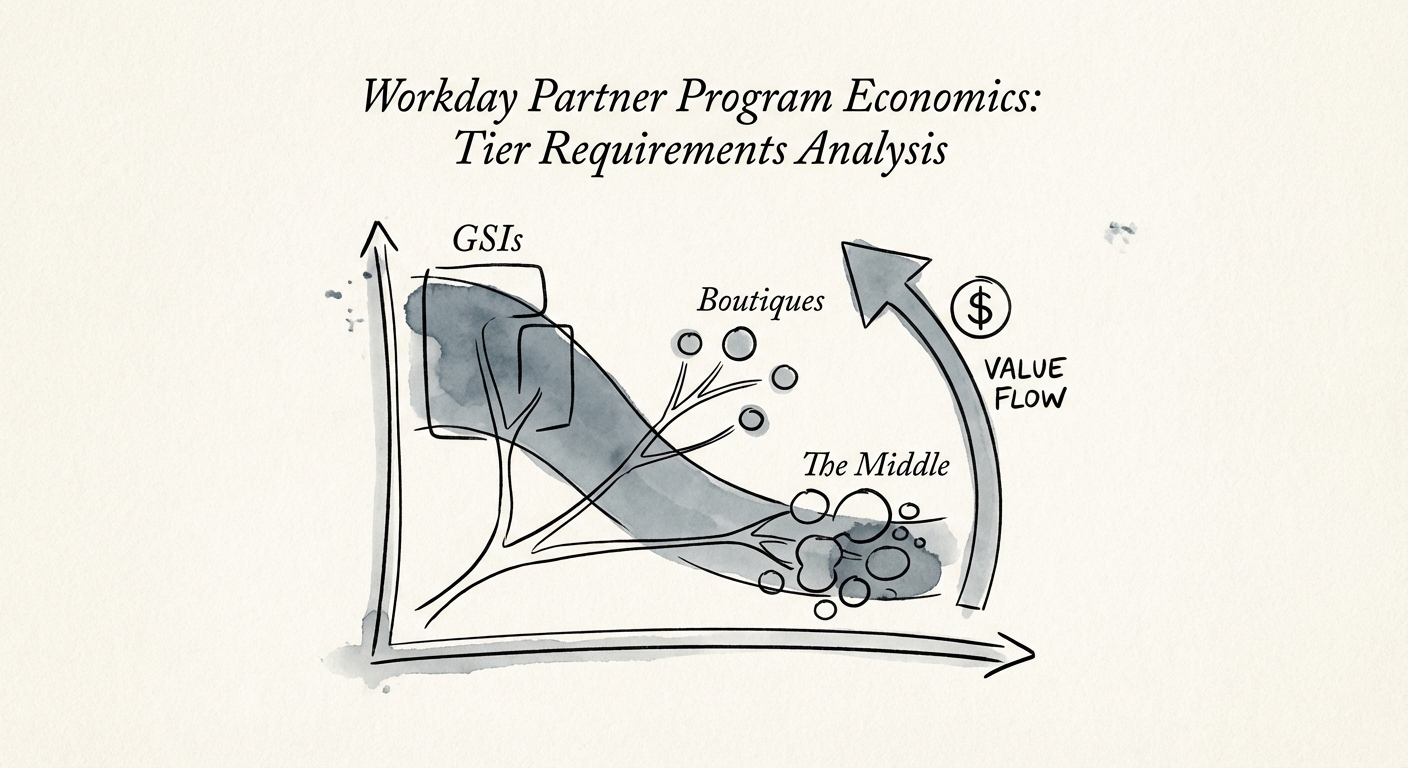 Graph showing the bifurcation of Workday partners: GSIs vs Boutiques vs The Middle