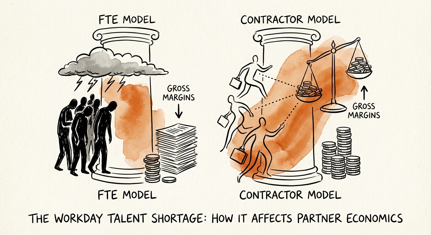Comparison of Gross Margins: FTE Model vs. Contractor Model in Professional Services