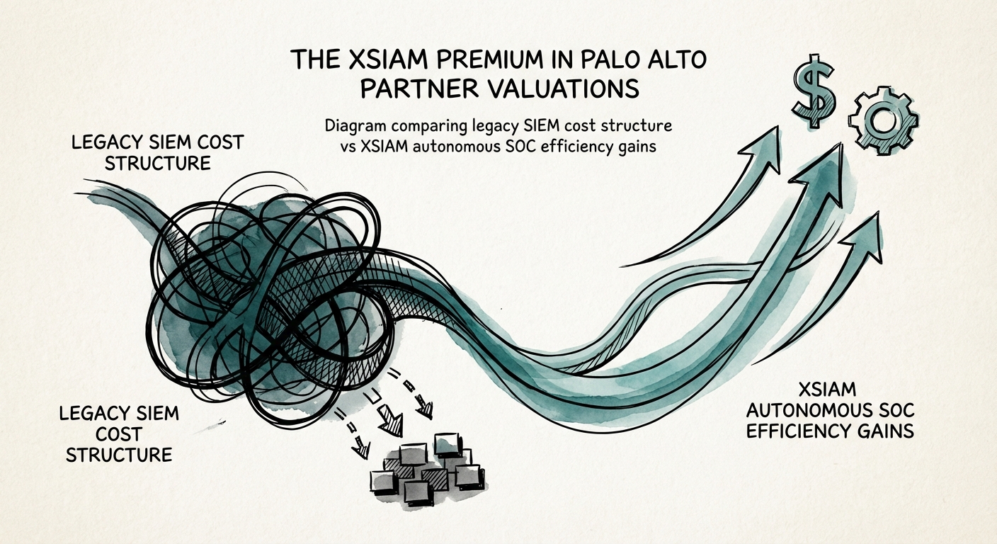 Diagram comparing legacy SIEM cost structure vs XSIAM autonomous SOC efficiency gains