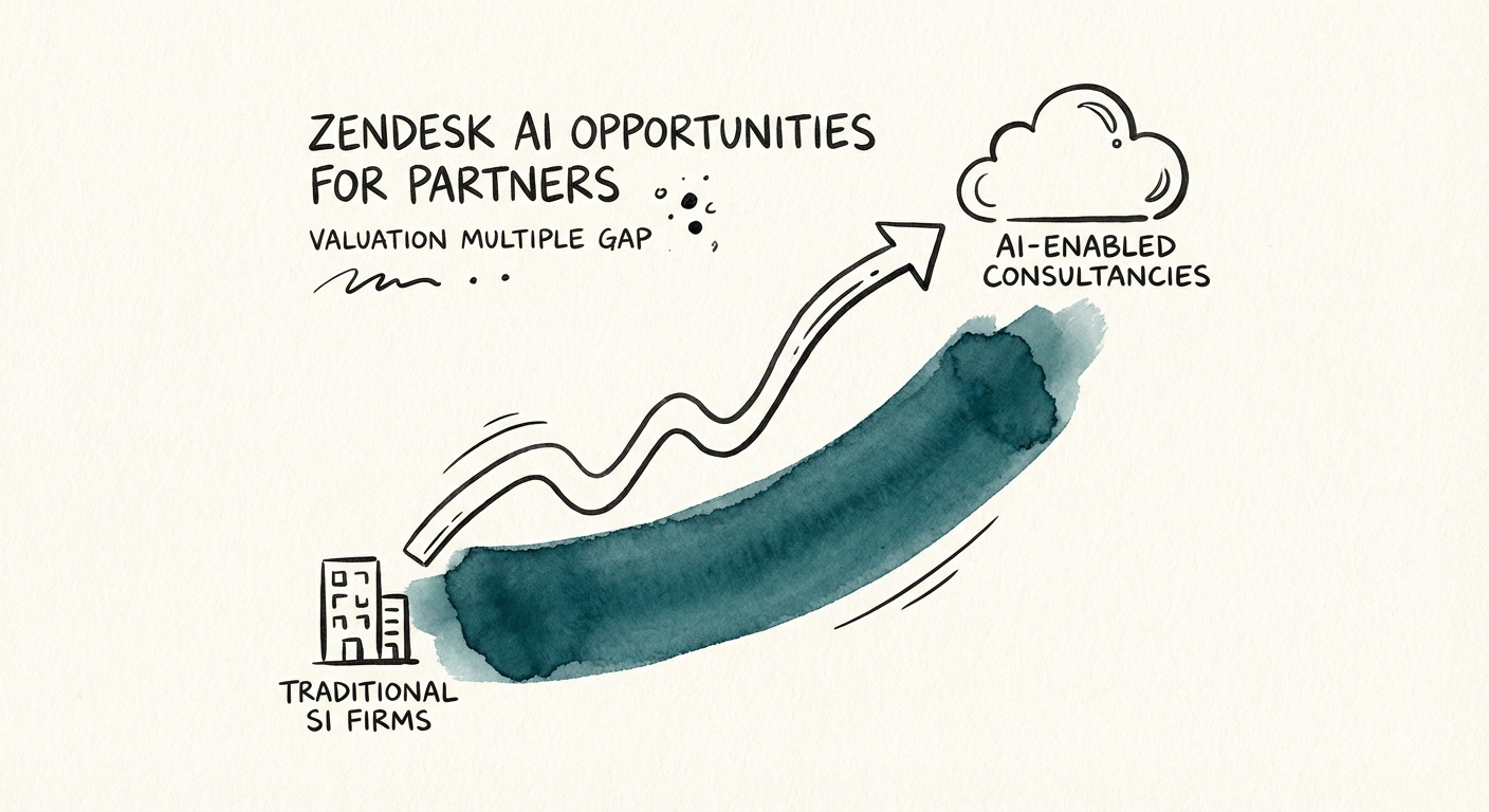 Chart showing the valuation multiple gap between traditional SI firms and AI-enabled consultancies