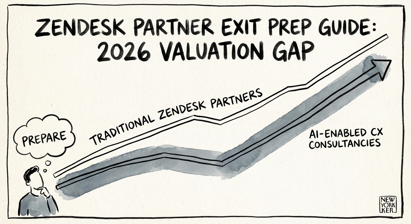 Graph showing the valuation gap between traditional Zendesk implementation partners and AI-enabled CX consultancies in 2026