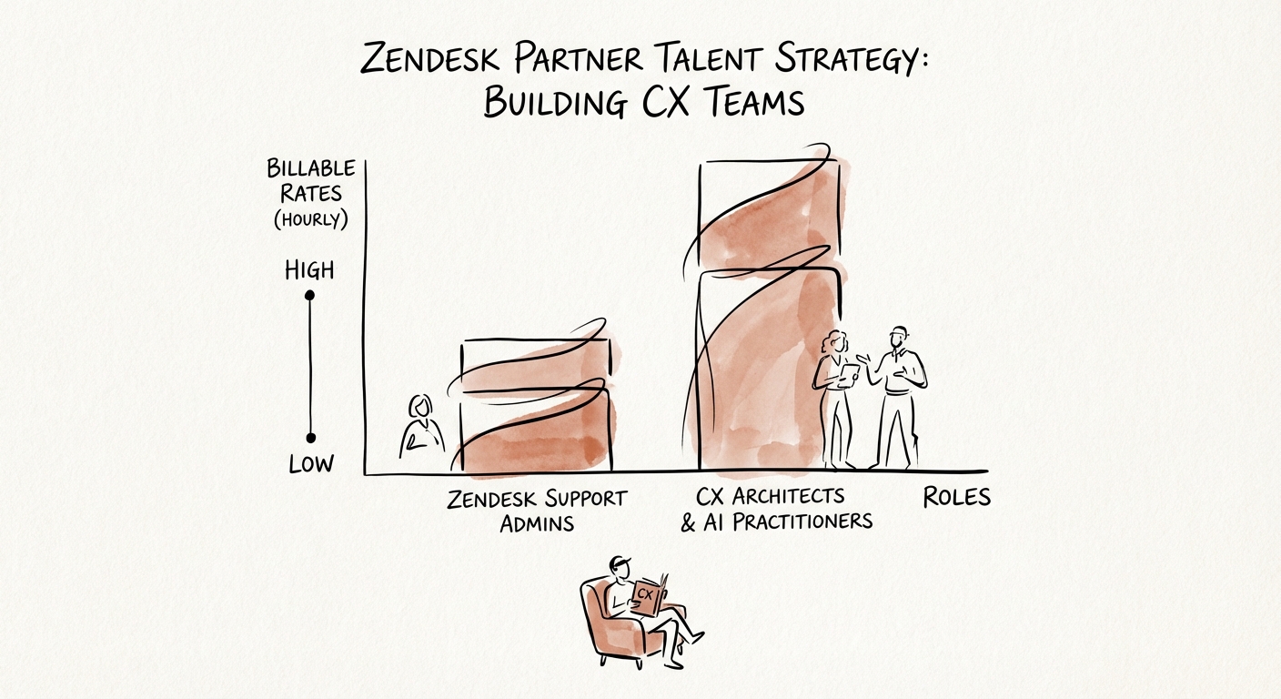 Chart comparing billable rates of Zendesk Support Admins vs CX Architects and AI Practitioners
