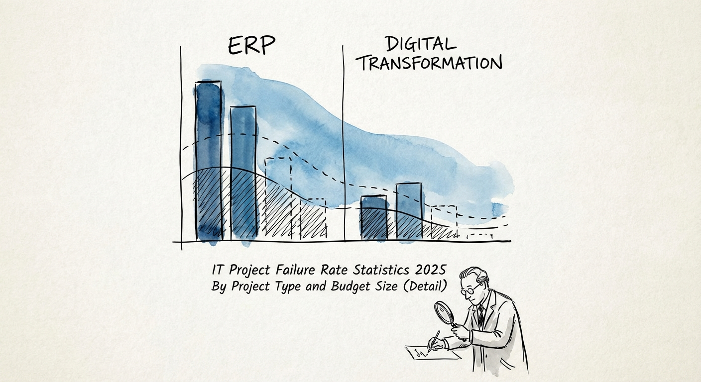 Comparison chart of ERP vs Digital Transformation failure rates in 2025
